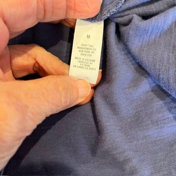 Aerie "Oh What Fun" Slub Tee 100% Cotton Blue Long Sleeve Men's Size Medium - Picture 7 of 10